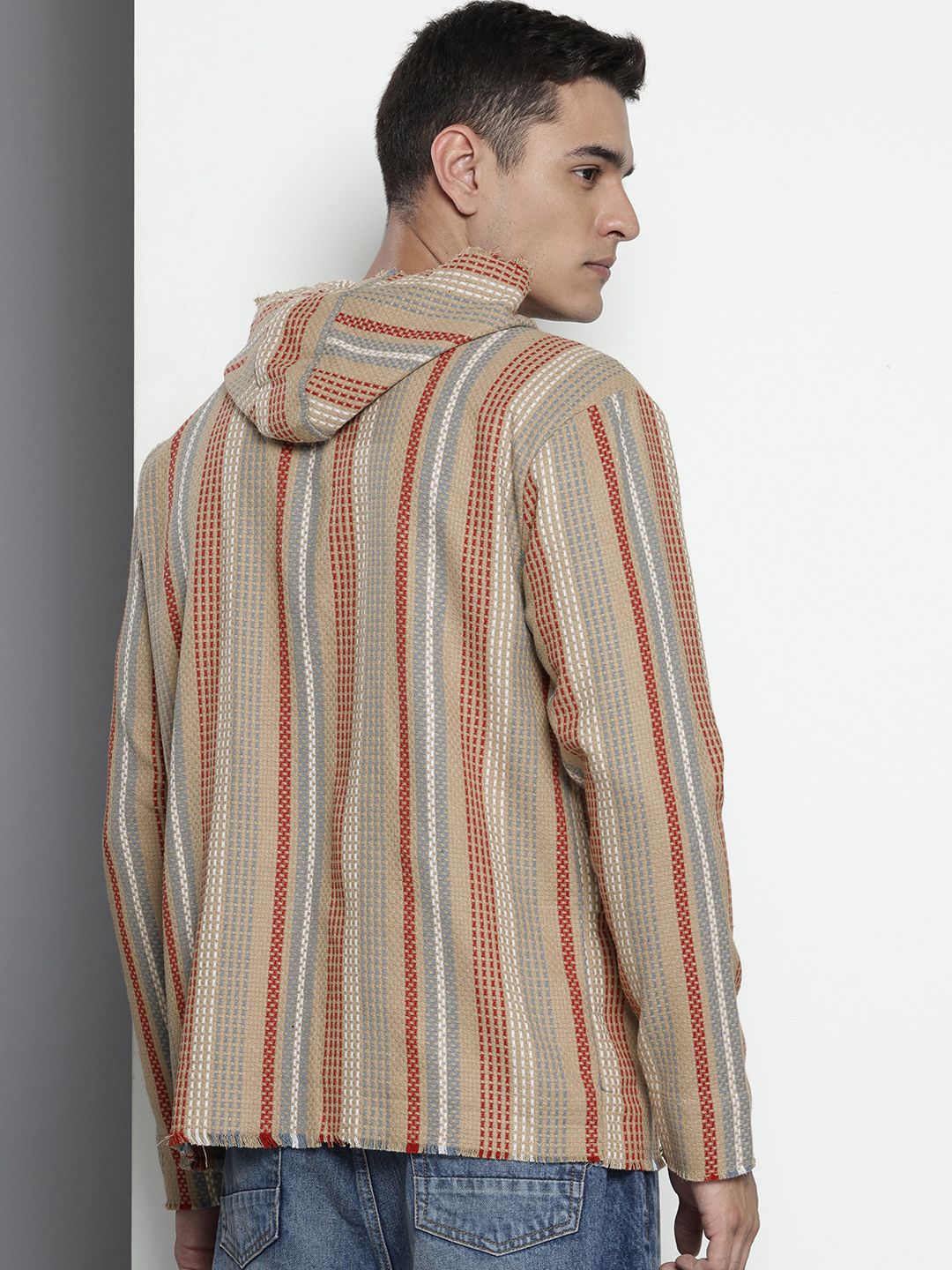 The Indian Garage Co. Relaxed Fit Striped Hooded Sweatshirt