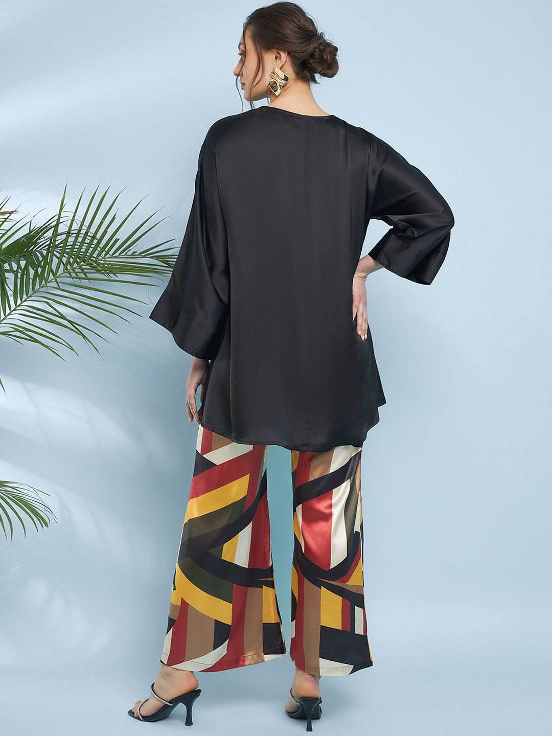 Antheaa Embellished Satin Top With Trousers