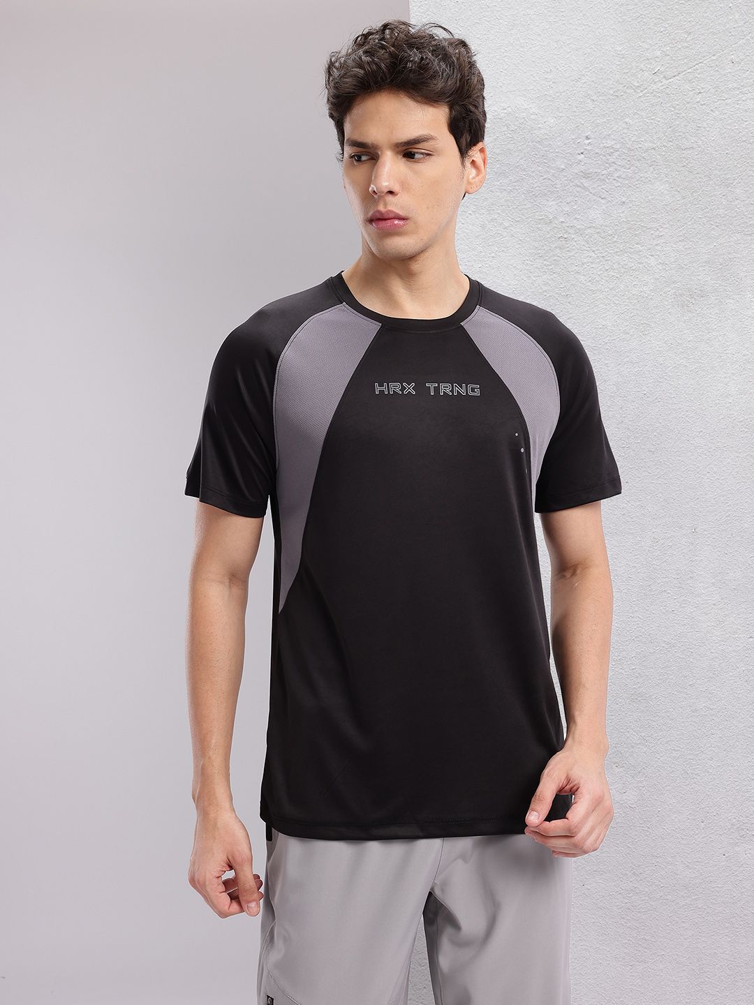 HRX by Hrithik Roshan Men Typography Printed Colourblocked Rapid-Dry Training T-shirt