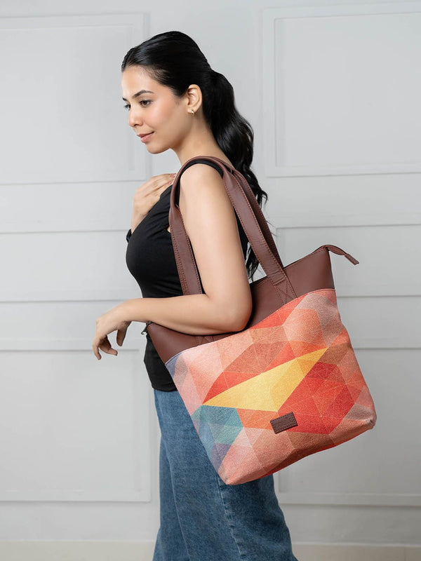 ZOUK Printed Shopper Jute Tote Bag