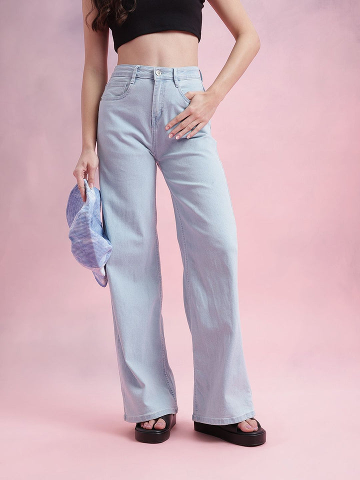 DressBerry Women Mid-Rise Wide Leg Stretchable Jeans