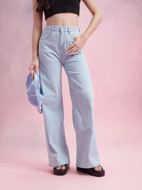DressBerry Women Mid-Rise Wide Leg Stretchable Jeans