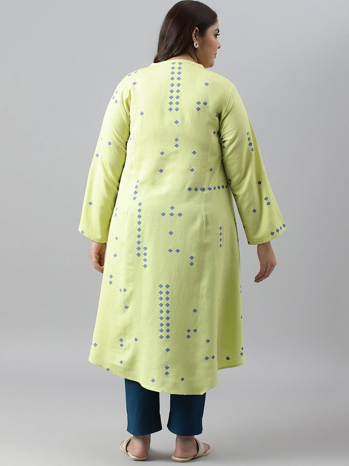 W Women Plus SizeRound Neck Geometric Printed Kurta