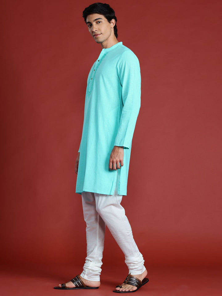 Anouk Mirror Embellished Pure Cotton Kurta Set