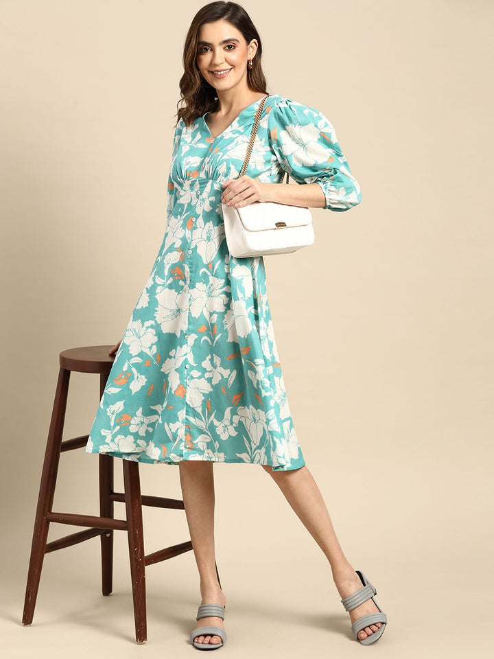 all about you Floral Printed Pure Cotton A-Line Dress