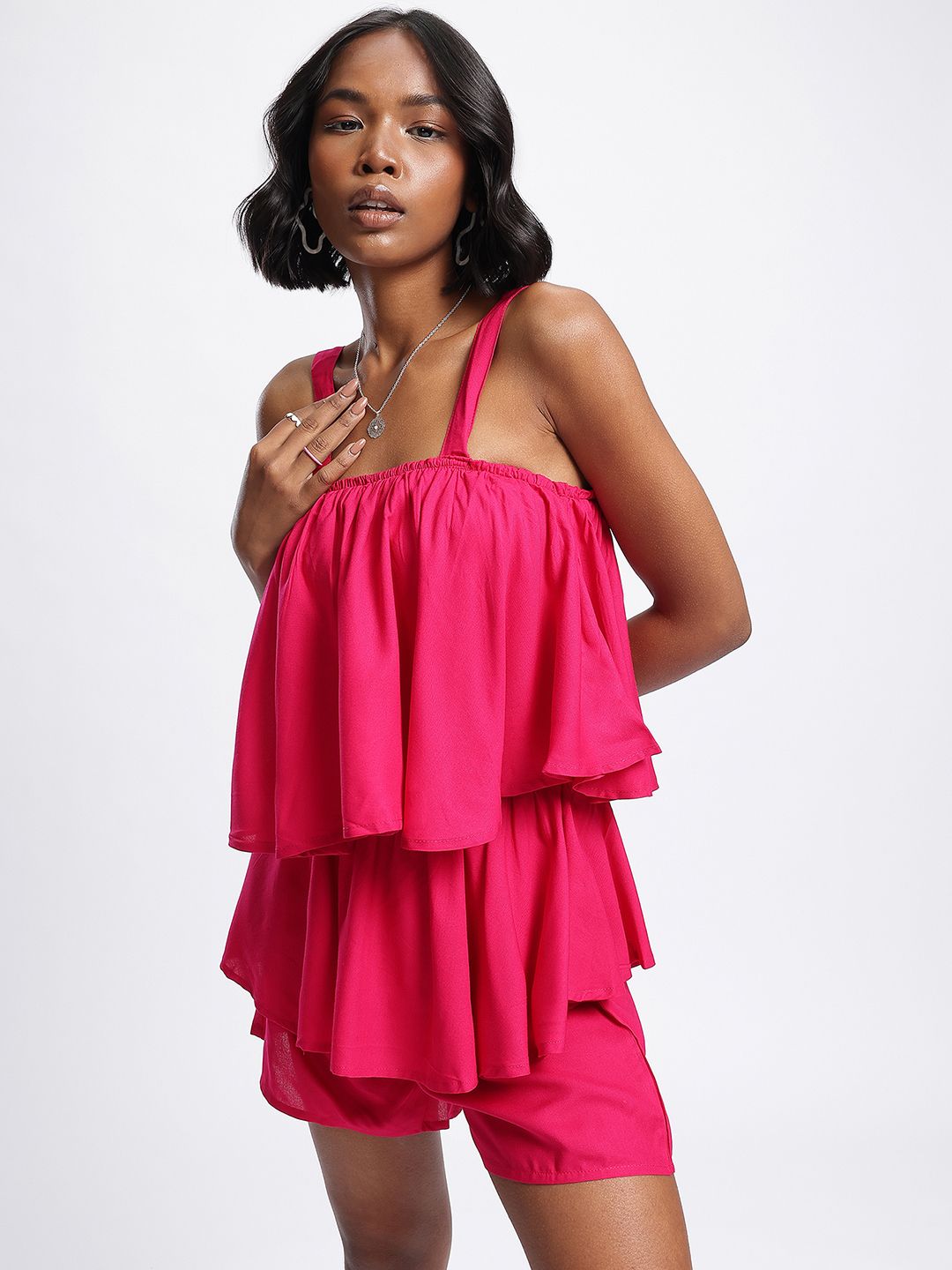DressBerry Bubbly Bliss Layered Smocking Hot Playsuit