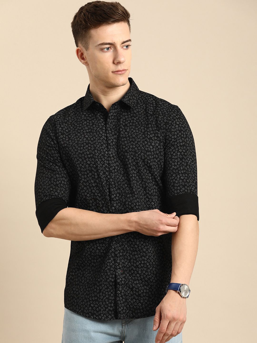 Being Human Slim Fit Floral Printed Pure Cotton Casual Shirt