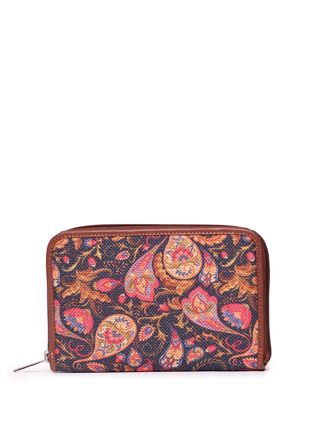ZOUK Women Paisley Printed Classic Fabric Zip Around Wallet
