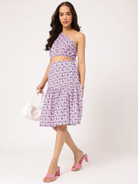 DressBerry Garden Vibes One-Shoulder Tie-Up Floral Print Co-Ords
