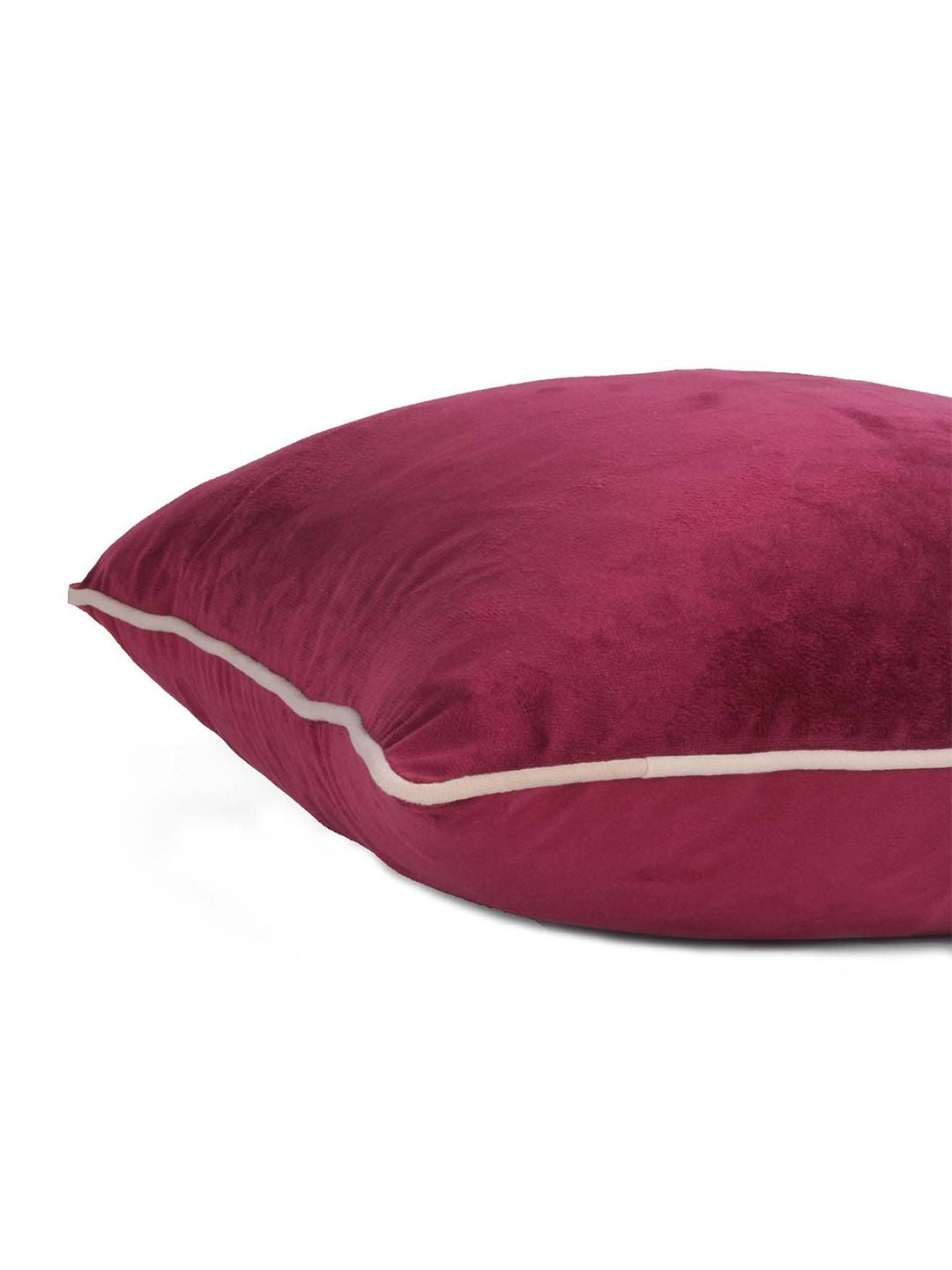 STITCHNEST Maroon & Beige 2-Pieces Velvet Square Cushion Covers