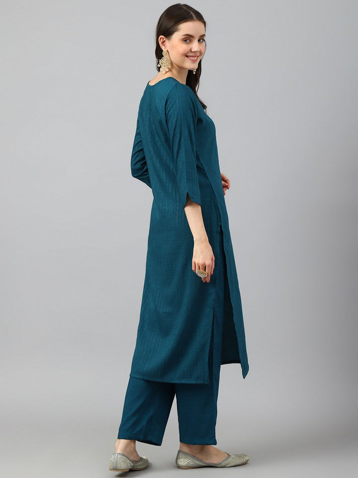 KALINI Stripes Printed Regular Kurta with Trousers