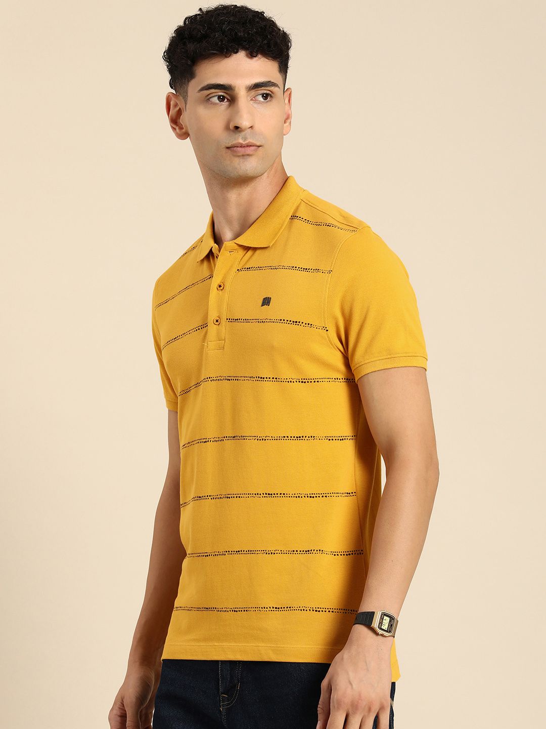 Menjadi T-Shirt Bergaris Kolo Kapas Tulen Manusia