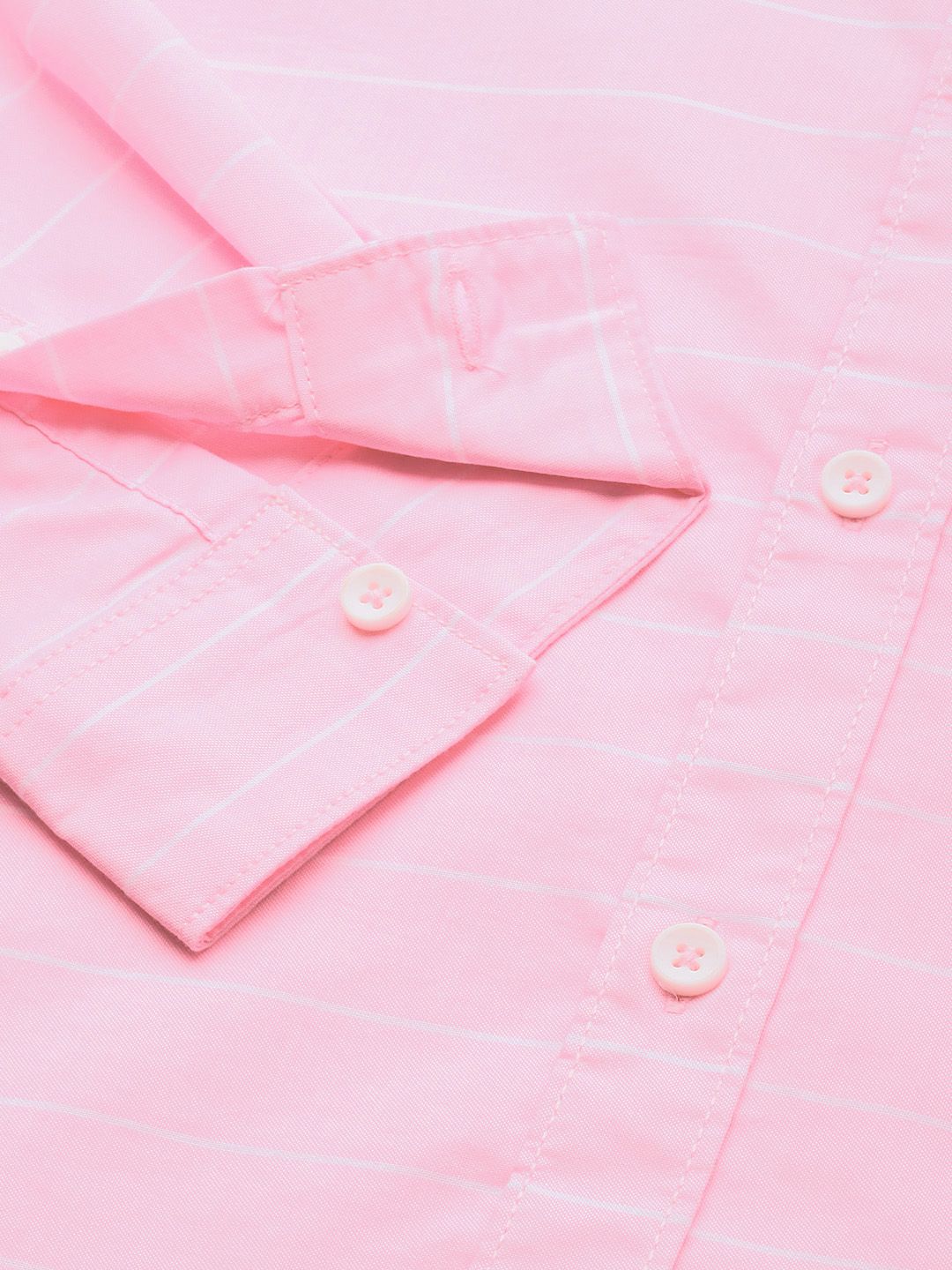 The Indian Garage Co Men Pink Slim Fit Striped Pure Cotton Casual Shirt