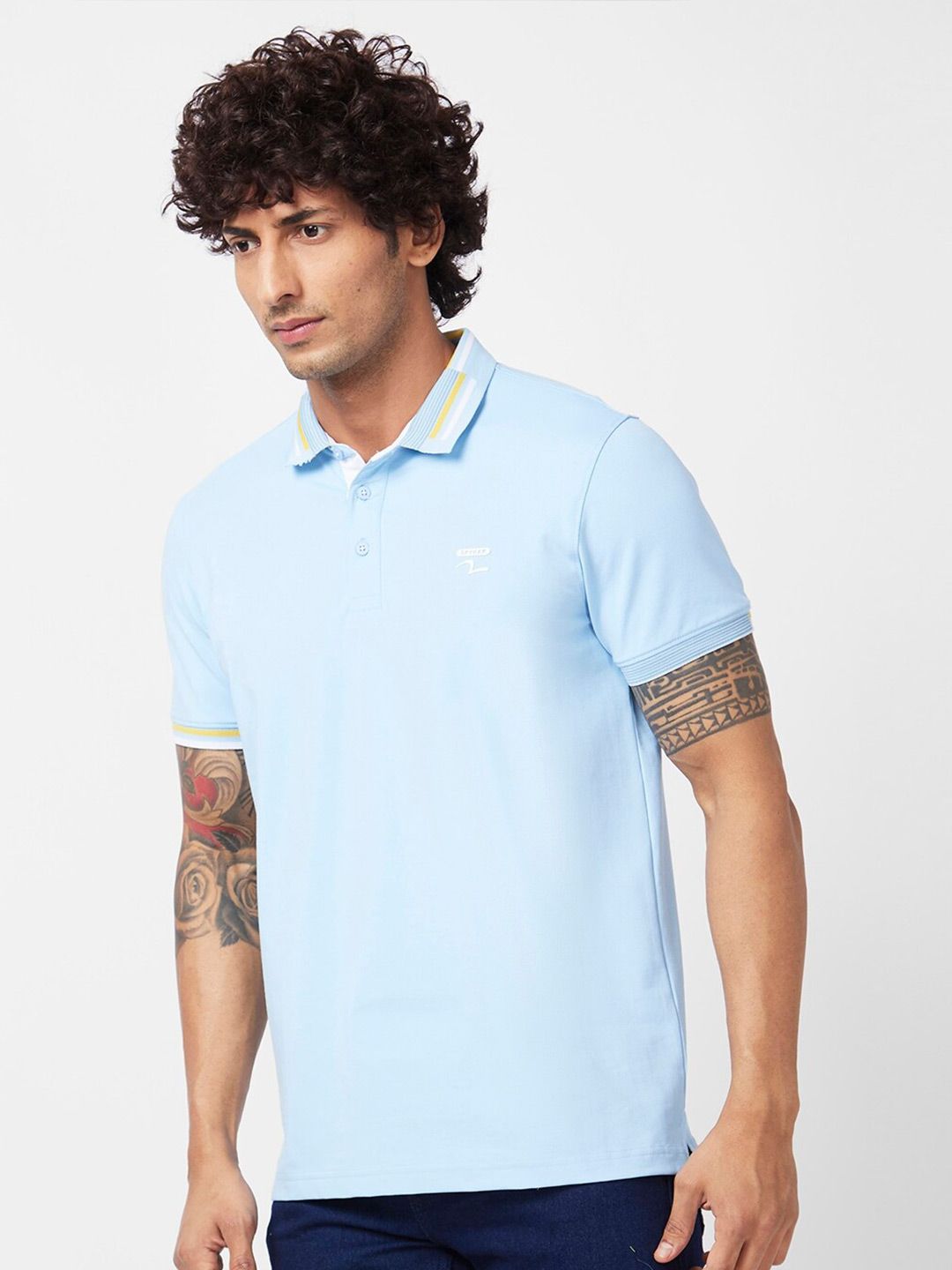 SPYKAR Polo Collar Cotton Slim Fit T-shirt