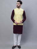 SOJANYA Embroidered Regular Pure Cotton Kurta With Pyjamas With Nehru Jacket