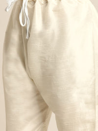 SOJANYA Men Off White Kurta with Churidar