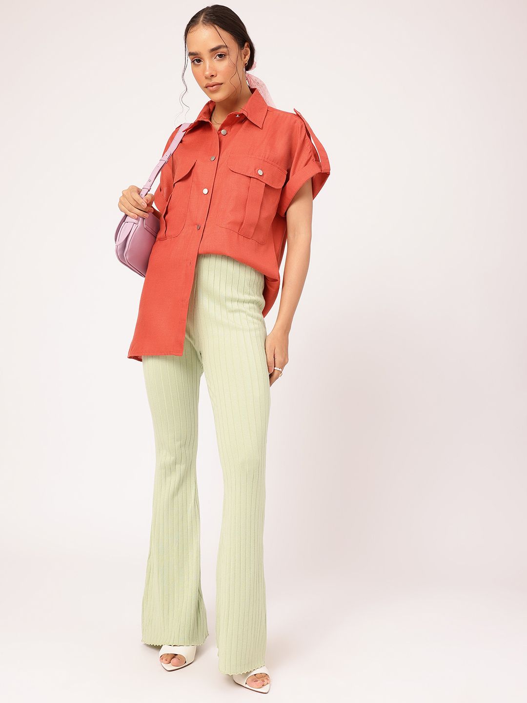 DressBerry Flex Pockets Roll-Up Sleeves Longline Shirt