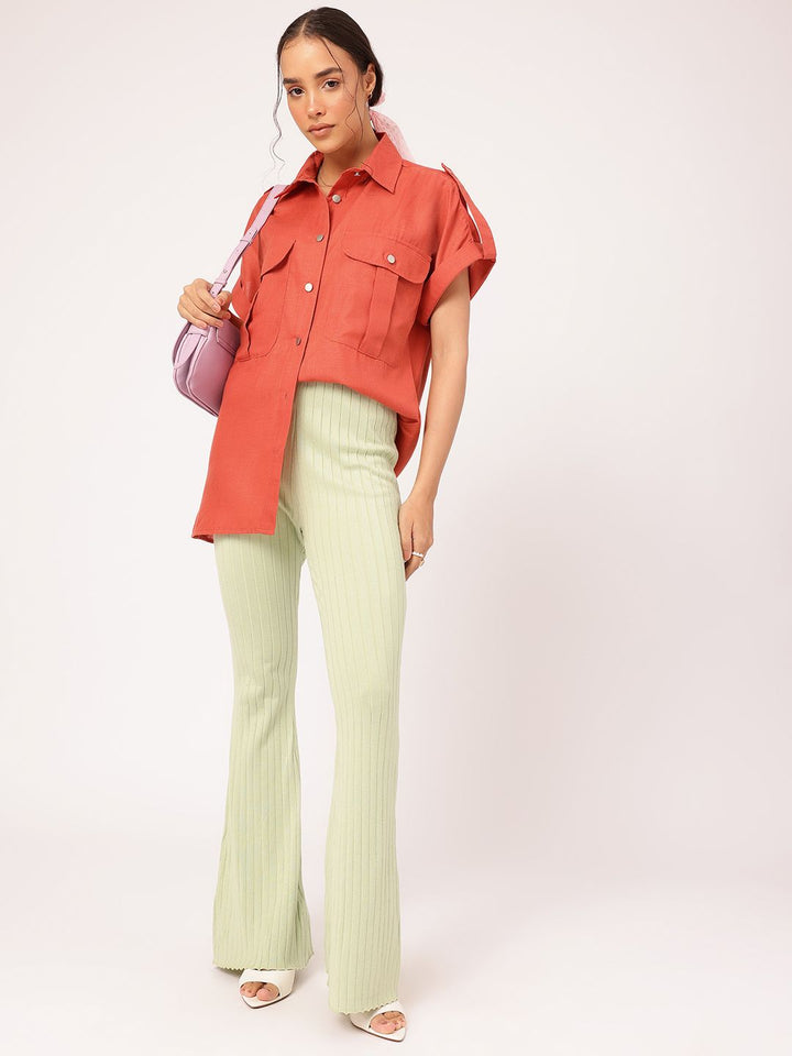 DressBerry Flex Pockets Roll-Up Sleeves Longline Shirt