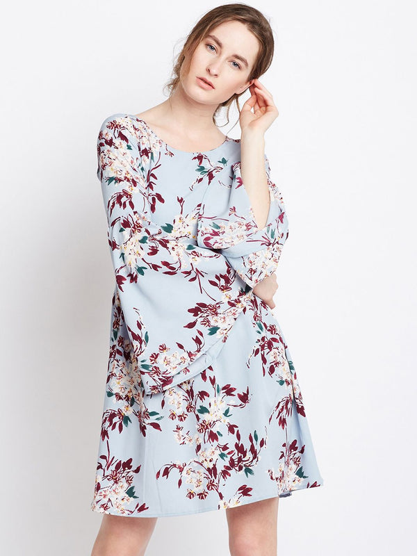 Berrylush Women Blue Printed A-Line Dress
