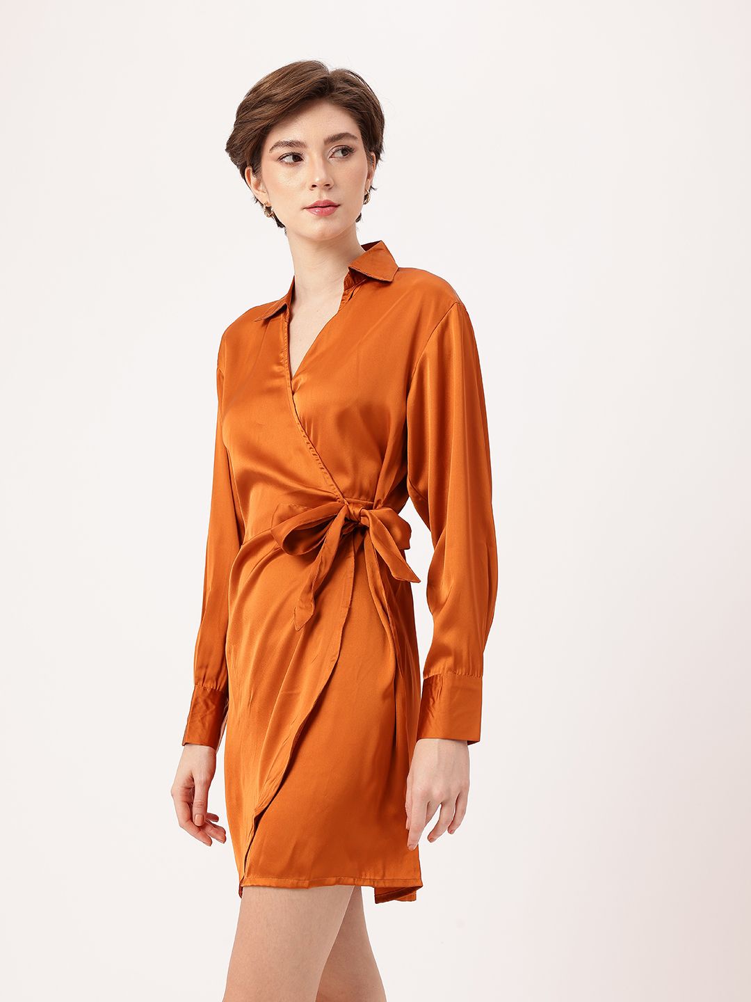 DressBerry Rusty Glam Satin On The Dance Floor Wrap Dress