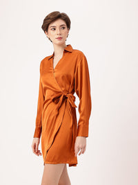 DressBerry Rusty Glam Satin On The Dance Floor Wrap Dress