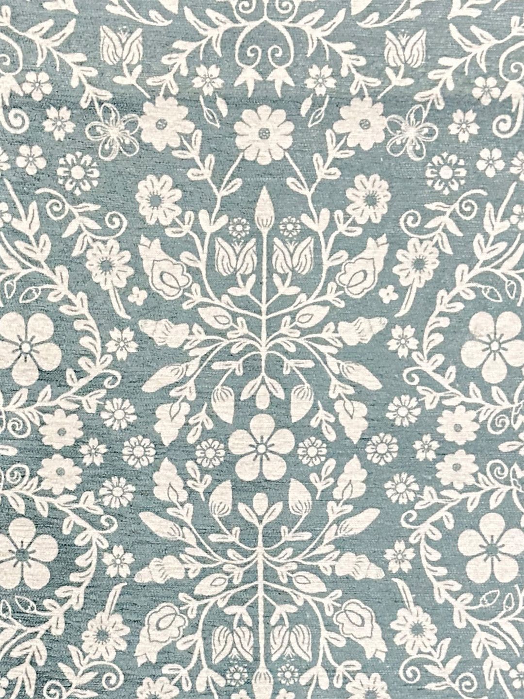 URBAN SPACE Grey & Off White Floral Printed Vintage Anti-Skid Carpet