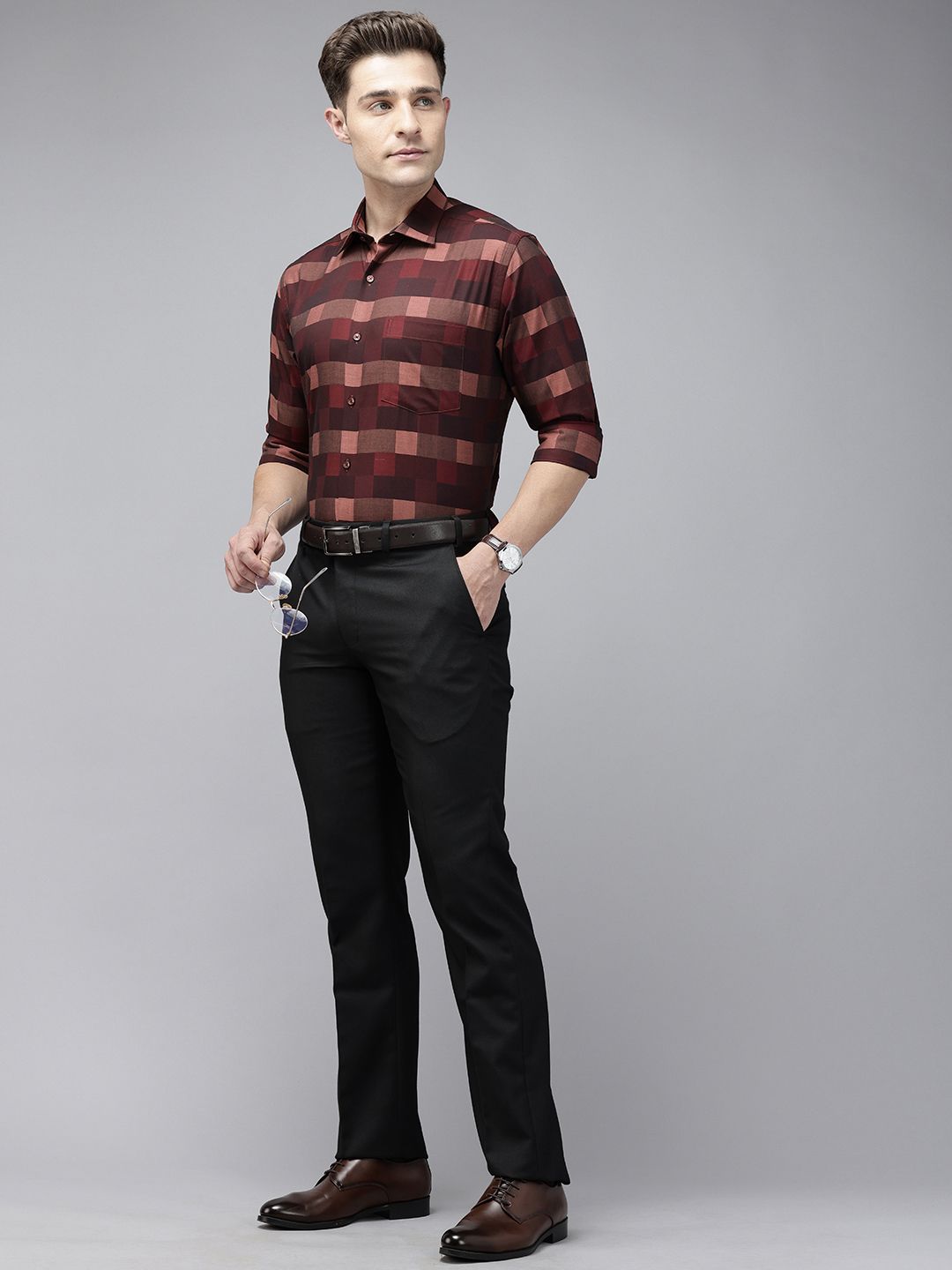 Park Avenue Pure Cotton Slim Fit Checked Formal Shirt