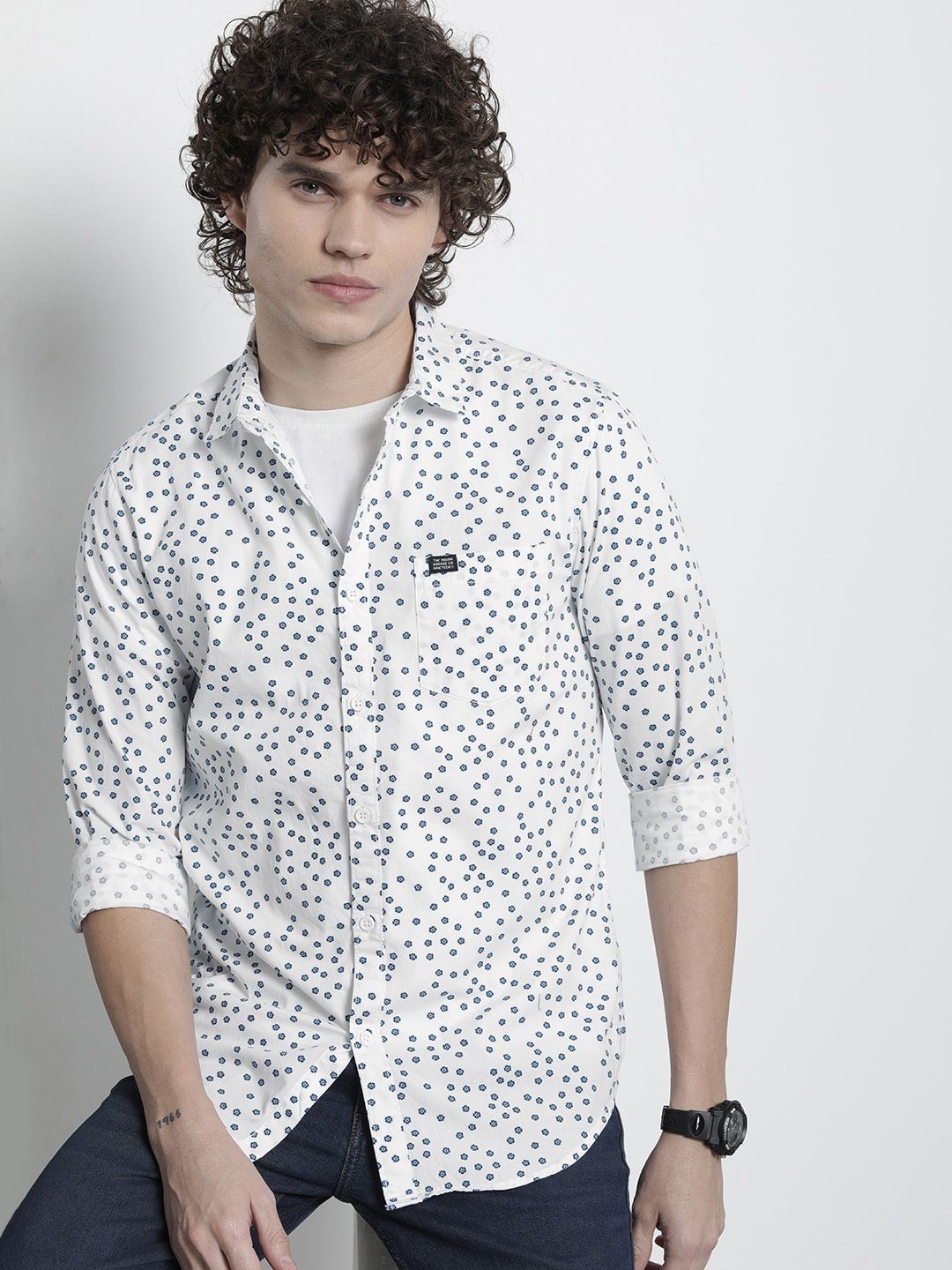 The Indian Garage Co Men Pure Cotton Floral Printed Casual Shirt