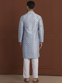 SOJANYA LUXE Ethnic Motifs Embroidered Mandarin Collar Straight Kurta With Pyjama