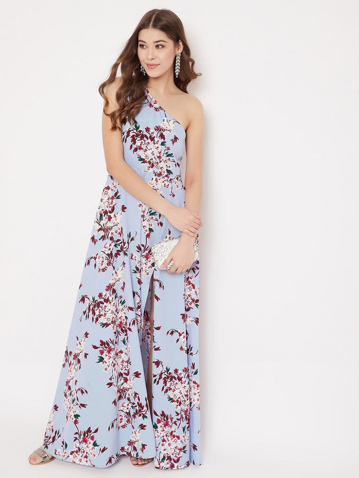 Berrylush Women Blue Printed Maxi Dress