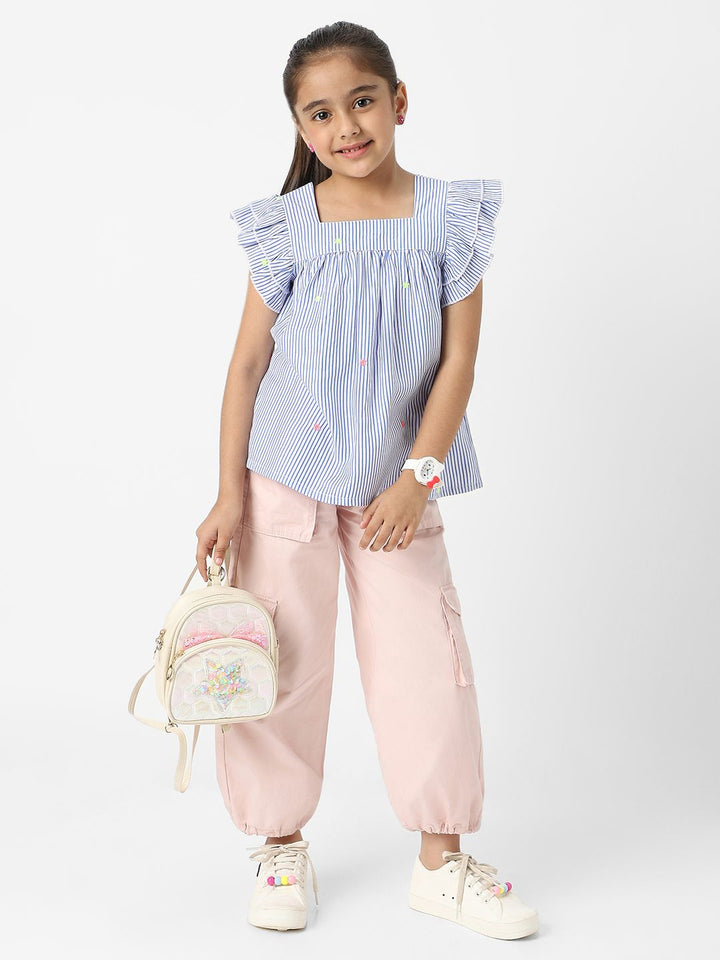 Nauti Nati Striped Bell Sleeve Cotton Top