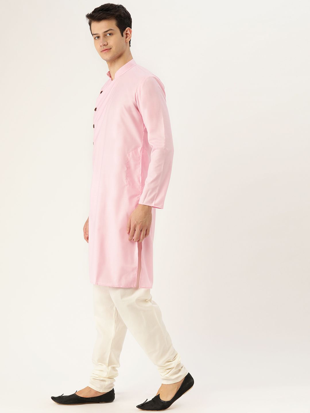 SOJANYA Men Pink Solid Straight Kurta
