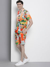 The Indian Garage Co Men Tropical Printed Short with Shirt