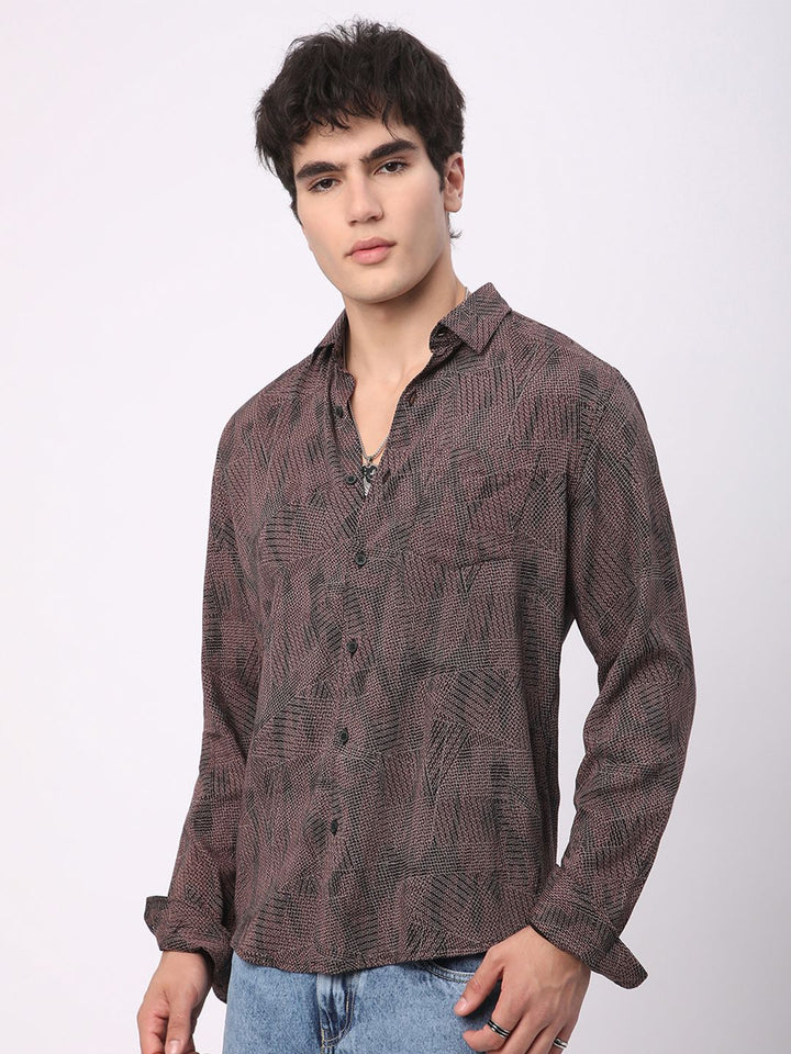 VASTRADO Men Classic Slim Fit Opaque Printed Casual Shirt