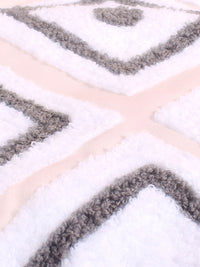 STITCHNEST Peach-Coloured & White Embroidered Rectangle Cushion Cover