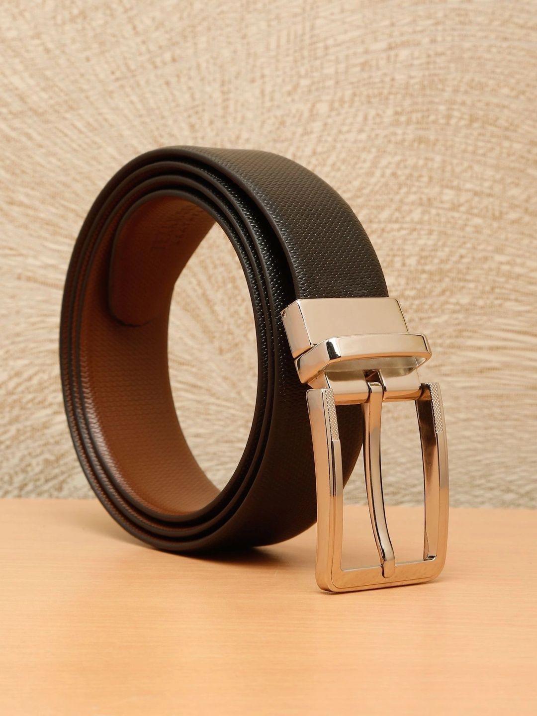 Teakwood Leathers Men Textured Leather Reversible Formal Belt