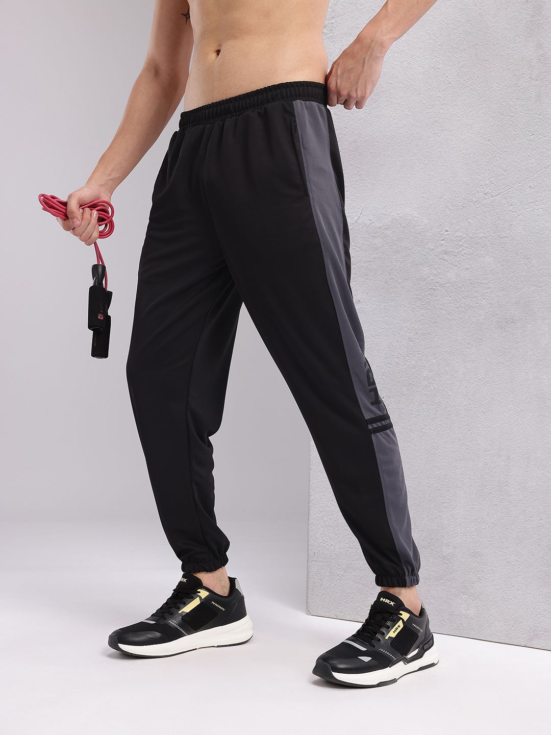 HRX by Hrithik Roshan Men Mid-Rise Rapid-Dry Training Joggers with Side Taping