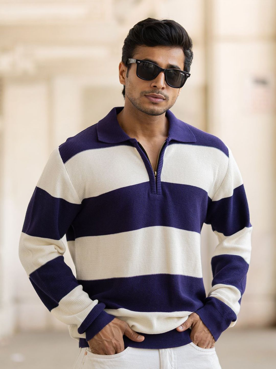 Powerlook Men Striped Pure Cotton T-shirt