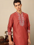 House of Pataudi Floral Embroidered Sequinned Detail Jashn Kurta