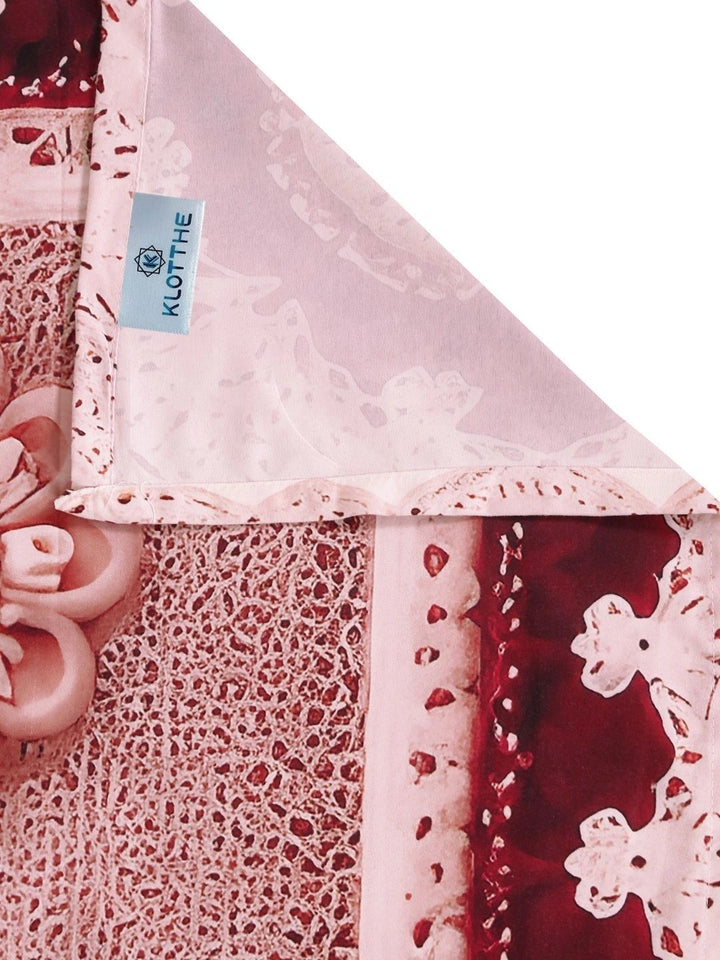 Moda Rapido X KLOTTHE Maroon & Pink Floral 400 TC Cadar King dengan 2 Sarung Bantal