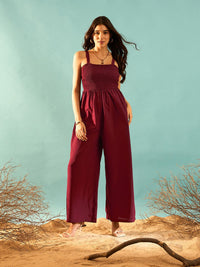 Berrylush Maroon Shoulder Straps Basic Jumpsuit