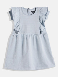 Happy Faces Girls Striped Ruffled Fit & Flare Pure Cotton Dress