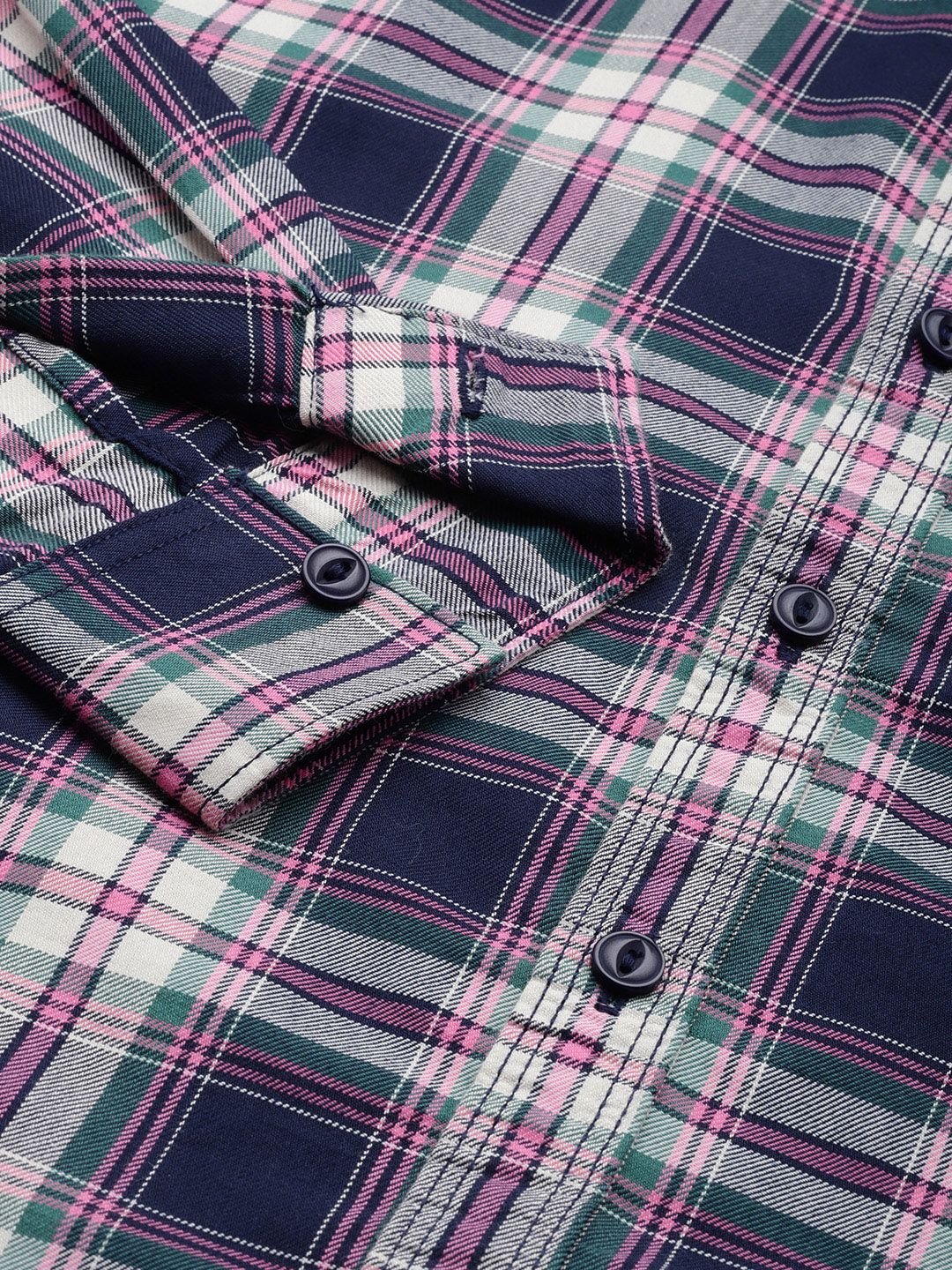 The Indian Garage Co Men Black Comfort Tartan Checked Casual Shirt