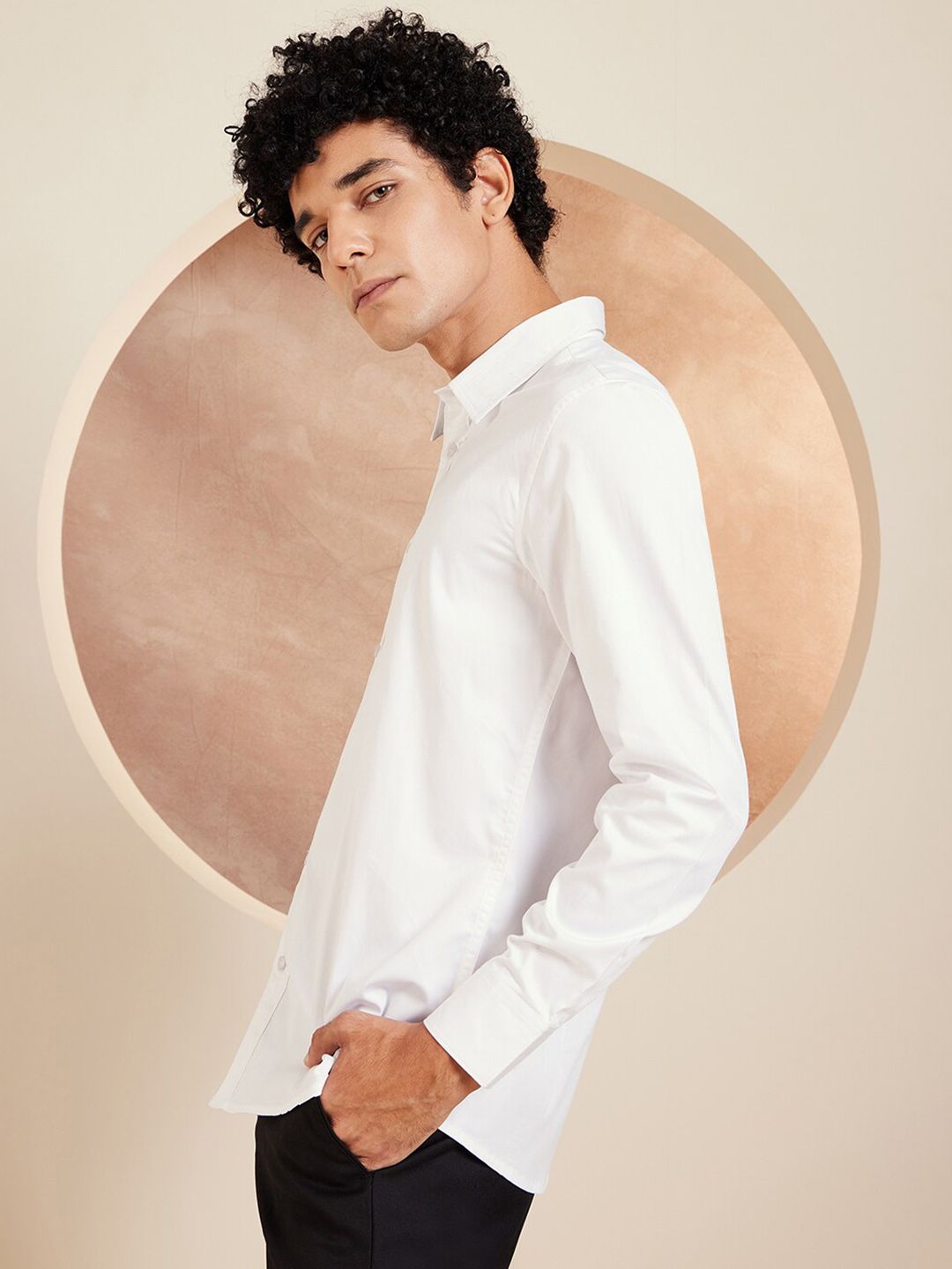 DENNISON Smart Spread Collar Long Sleeve Cotton Shirt
