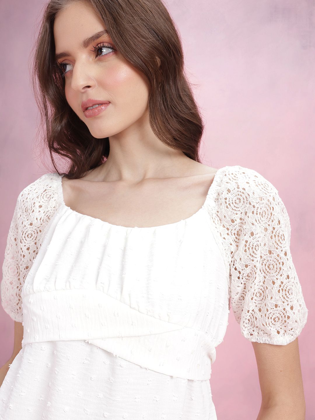 DressBerry Dobby Lace Insert Empire Top
