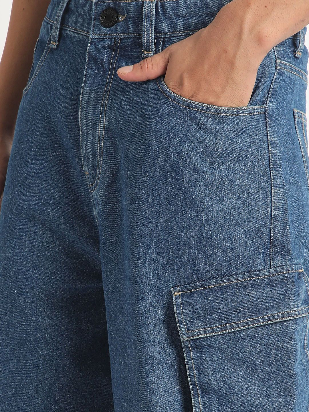 Bene Kleed Men Mid Rise Baggy Fit Cargo Jeans