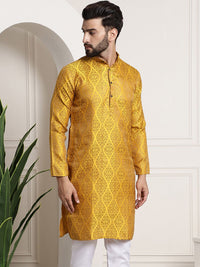 SOJANYA Lelaki Tenunan Design Jacquard Straight Kurta