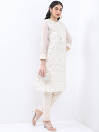 Vishudh Polka Dots Printed Tie-Up Neck Regular Kurta With Trousers