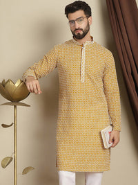 Anouk Geometric Printed Cotton Cermin Kerja Pathani Kurta