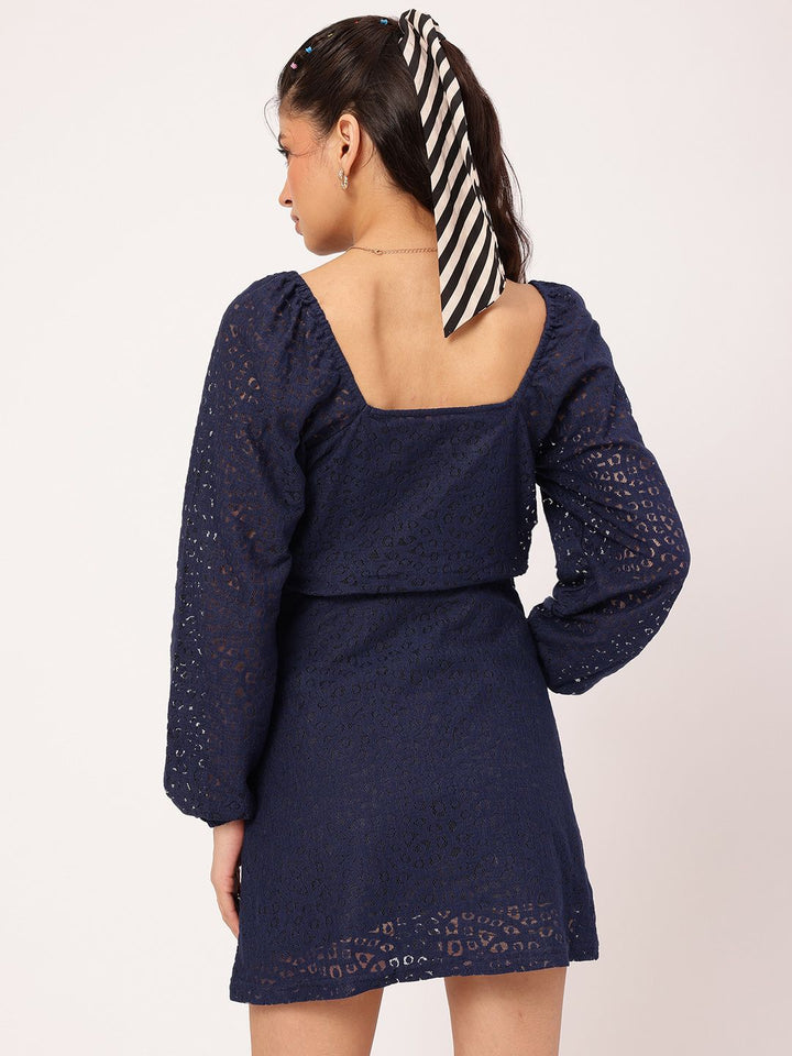 DressBerry Everyday Stylish Lacy-Love Fit & Flare Mini Dress